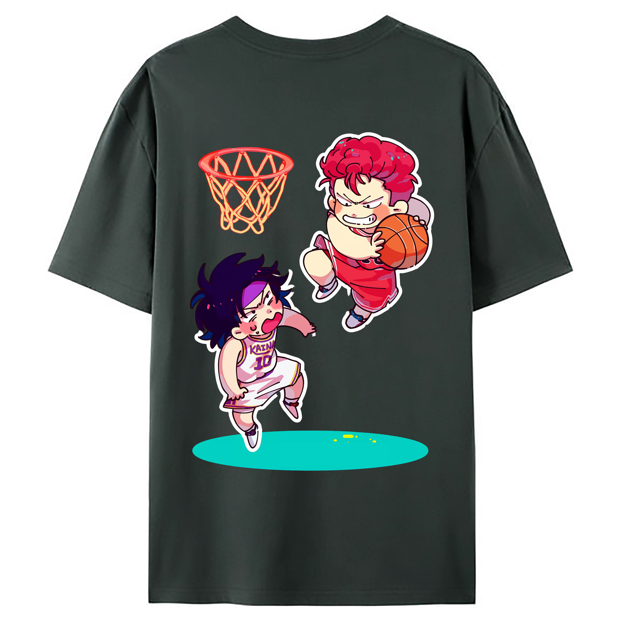 （画像用） SLAM DUNK／スラムダンク 綿100％ メンズ半袖Tシャツ（バックプリント） 通気性